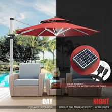 Load image into Gallery viewer, 10 Feet 360° Rotation Aluminum Solar LED Patio Cantilever Umbrella without Weight Base-Dark Red