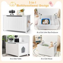 Load image into Gallery viewer, Wooden Cat Litter Box Enclosure with Top Opening Side Table Furniture-White