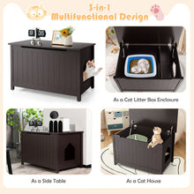 Load image into Gallery viewer, Wooden Cat Litter Box Enclosure with Top Opening Side Table Furniture-Coffee