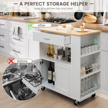 Load image into Gallery viewer, Kitchen Island Cart Rolling Storage Cabinet with Drawer and Spice Rack Shelf-White
