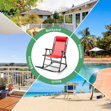 Load image into Gallery viewer, Outdoor Patio Camping Lightweight Folding Rocking Chair with Footrest -Red