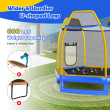 Load image into Gallery viewer, 7 Feet Trampoline with Ladder and Slide for Indoor and Outdoor-Blue