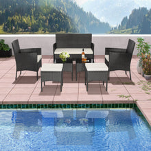 Load image into Gallery viewer, 7 Piece Rustproof Wicker Outdoor Sofa Set with Coffee Tables and Ottomans