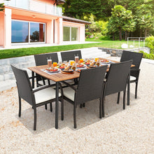 Load image into Gallery viewer, 7 Pieces Patio Wicker Cushioned Dining Set with Umbrella Hole