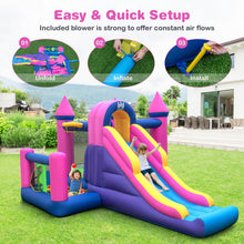 Load image into Gallery viewer, 7-in-1 Kids Inflatable Bounce House with Long Slide and 735W Blower