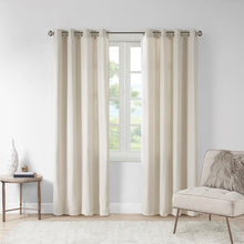 Load image into Gallery viewer, Madison Park Englewood 100% Polyester Solid Piece Dyed Grommet Top Window Panel- Natural MP40-6751 By Olliix