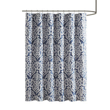 Load image into Gallery viewer, Madison Park Odette 100% Polyester Jacquard Shower Curtain- Navy MP70-6876 By Olliix