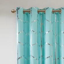 Load image into Gallery viewer, Total Blackout Metallic Print Grommet Top Curtain Panel -50X84" Id40-1407