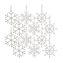 Load image into Gallery viewer, Jeweled Metal Snowflake with Ribbon Hanger (Set of 12)