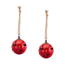 Load image into Gallery viewer, Red Metal Sleigh Bell with Jute Hanger (Set of 2)