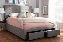 Load image into Gallery viewer, Baxton Studio Tibault Modern and Contemporary Grey Fabric Upholstered Queen Size Storage Bed