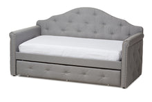 Load image into Gallery viewer, Baxton Studio Emilie Modern and Contemporary Grey Fabric Upholstered Daybed with Trundle