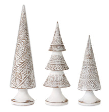 Load image into Gallery viewer, Geometric White Washed Wood Design Holiday Tree DŽcor (Set of 3)