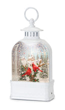 Load image into Gallery viewer, LED Snow Globe Lantern with Cardinal Forest Scene 10.5"H