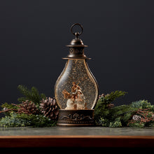 Load image into Gallery viewer, LED Snow Globe Lantern with Holy Family Nativity Scene 15.5"H