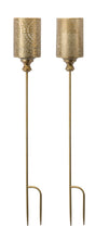 Load image into Gallery viewer, Gold Punched Metal Candle Holder Garden Stake (Set of 4)