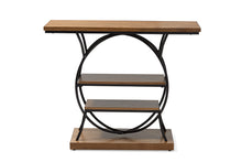 Load image into Gallery viewer, Baxton Studio Lavelle Vintage Rustic Industrial Style Walnut Brown Wood and Dark Bronze-Finished Metal Circular Console Table