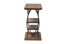 Load image into Gallery viewer, Baxton Studio Lavelle Vintage Rustic Industrial Style Walnut Brown Wood and Dark Bronze-Finished Metal Circular Console Table