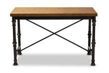 Load image into Gallery viewer, Baxton Studio Verdin Vintage Rustic Industrial Style Wood and Dark Bronze-finished Criss Cross Desk