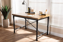Load image into Gallery viewer, Baxton Studio Verdin Vintage Rustic Industrial Style Wood and Dark Bronze-finished Criss Cross Desk