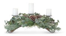 Load image into Gallery viewer, Frosted Pine and Eucalyptus Holiday Centerpiece Candle Holder 31"L