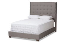 Load image into Gallery viewer, Baxton Studio Georgette Modern and Contemporary Light Grey Fabric Upholstered King Size Bed