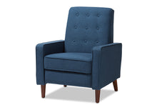 Load image into Gallery viewer, Baxton Studio Mathias Mid-century Modern Blue Fabric Upholstered Lounge Chair