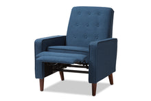 Load image into Gallery viewer, Baxton Studio Mathias Mid-century Modern Blue Fabric Upholstered Lounge Chair