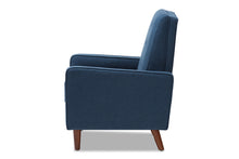 Load image into Gallery viewer, Baxton Studio Mathias Mid-century Modern Blue Fabric Upholstered Lounge Chair
