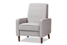 Load image into Gallery viewer, Baxton Studio Mathias Mid-century Modern Light Grey Fabric Upholstered Lounge Chair