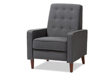 Load image into Gallery viewer, Baxton Studio Mathias Mid-century Modern Grey Fabric Upholstered Lounge Chair