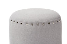 Load image into Gallery viewer, Baxton Studio Rosine Modern and Contemporary Light Grey Fabric Upholstered Nail Trim Ottoman