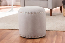 Load image into Gallery viewer, Baxton Studio Rosine Modern and Contemporary Light Grey Fabric Upholstered Nail Trim Ottoman