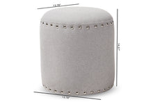 Load image into Gallery viewer, Baxton Studio Rosine Modern and Contemporary Light Grey Fabric Upholstered Nail Trim Ottoman