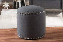 Load image into Gallery viewer, Baxton Studio Rosine Modern and Contemporary Dark Grey Fabric Upholstered Nail Trim Ottoman