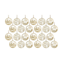 Load image into Gallery viewer, Gold Metal Cut Out Rustic Tree Ornaments (Set of 24)