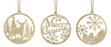 Load image into Gallery viewer, Gold Metal Cut Out Rustic Tree Ornaments (Set of 24)