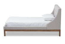 Load image into Gallery viewer, Baxton Studio Louvain Modern and Contemporary Greyish Beige Fabric Upholstered Walnut-Finished Twin Sized Platform Bed
