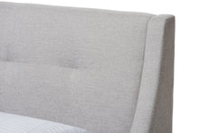 Load image into Gallery viewer, Baxton Studio Louvain Modern and Contemporary Greyish Beige Fabric Upholstered Walnut-Finished Twin Sized Platform Bed