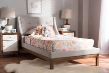 Load image into Gallery viewer, Baxton Studio Louvain Modern and Contemporary Greyish Beige Fabric Upholstered Walnut-Finished Twin Sized Platform Bed