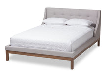 Load image into Gallery viewer, Baxton Studio Louvain Modern and Contemporary Greyish Beige Fabric Upholstered Walnut-Finished Full Sized Platform Bed