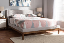 Load image into Gallery viewer, Baxton Studio Louvain Modern and Contemporary Greyish Beige Fabric Upholstered Walnut-Finished Full Sized Platform Bed