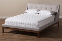 Load image into Gallery viewer, Baxton Studio Louvain Modern and Contemporary Greyish Beige Fabric Upholstered Walnut-Finished Full Sized Platform Bed