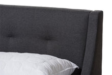 Load image into Gallery viewer, Baxton Studio Louvain Modern and Contemporary Dark Grey Fabric Upholstered Walnut-Finished Queen Sized Platform Bed