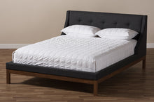 Load image into Gallery viewer, Baxton Studio Louvain Modern and Contemporary Dark Grey Fabric Upholstered Walnut-Finished Full Sized Platform Bed