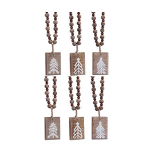 Load image into Gallery viewer, Rustic Wood Tree Tag Ornament with Beaded Hanger (Set of 6)
