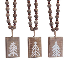 Load image into Gallery viewer, Rustic Wood Tree Tag Ornament with Beaded Hanger (Set of 6)