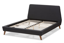 Load image into Gallery viewer, Baxton Studio Sinclaire Modern and Contemporary Dark Grey Fabric Upholstered Walnut-Finished Queen Sized Platform Bed