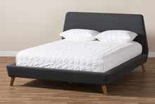 Load image into Gallery viewer, Baxton Studio Sinclaire Modern and Contemporary Dark Grey Fabric Upholstered Walnut-Finished Queen Sized Platform Bed