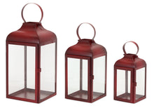 Load image into Gallery viewer, Modern Red Metal Lantern (Set of 2)